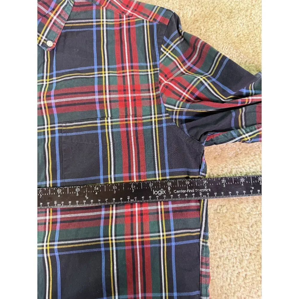 J Crew Shirt Mens Medium Red Plaid Secret Wash Button Down Organic D841